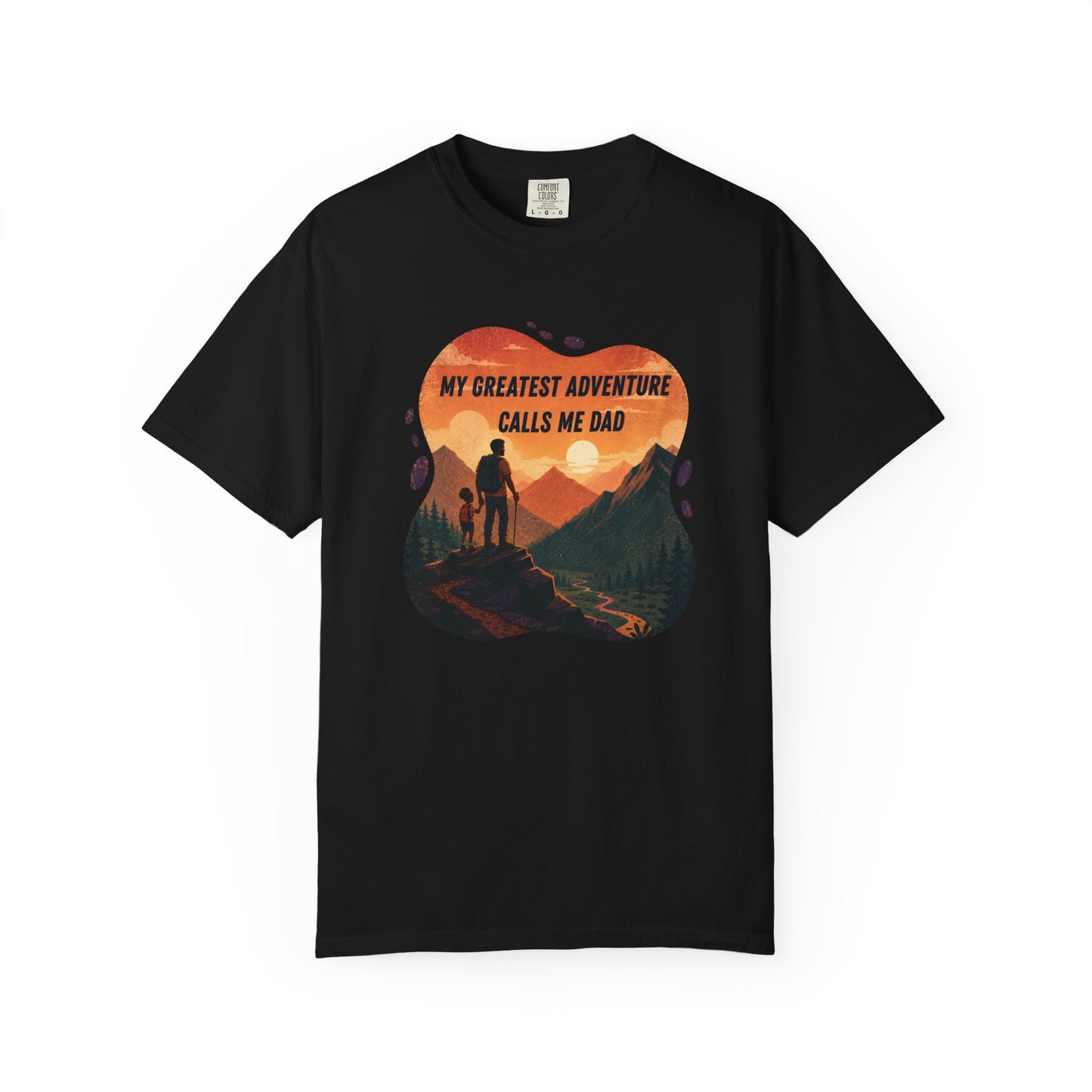 My Greatest Adventure Calls Me Dad T-Shirt | Dad and Child Hiking Sunset Design