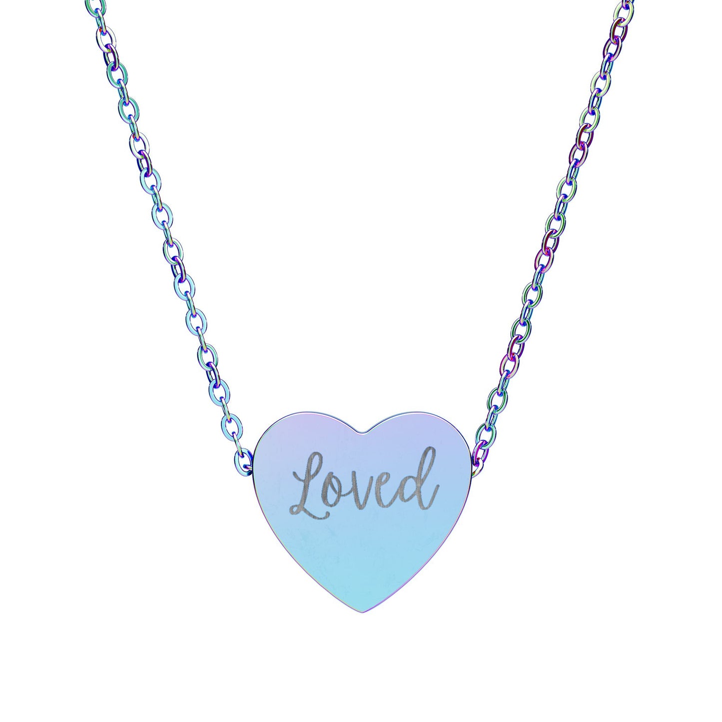Engraved 'Loved' Heart Necklace Pendant