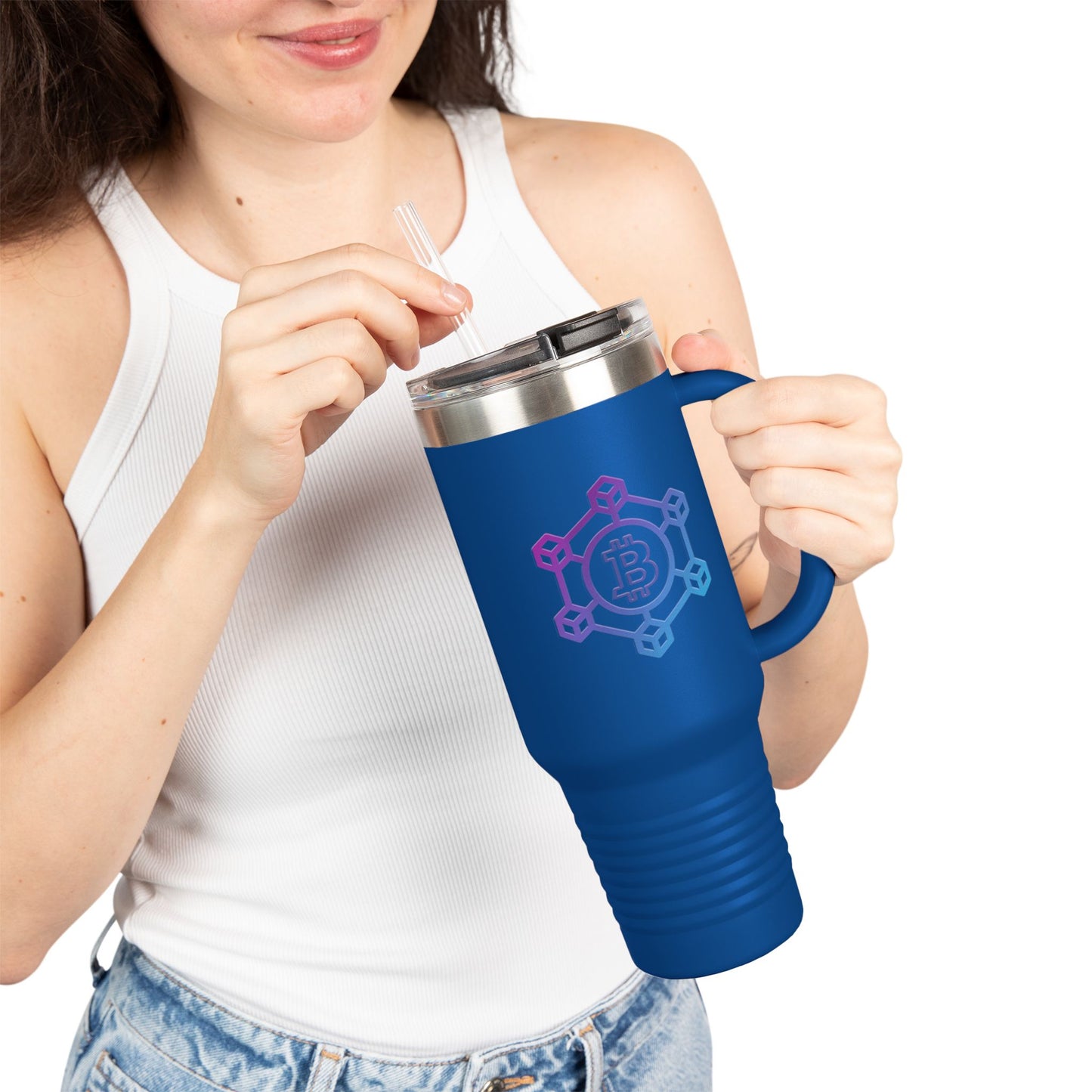 Bitcoin Blockchain Insulated Travel Mug, 40oz