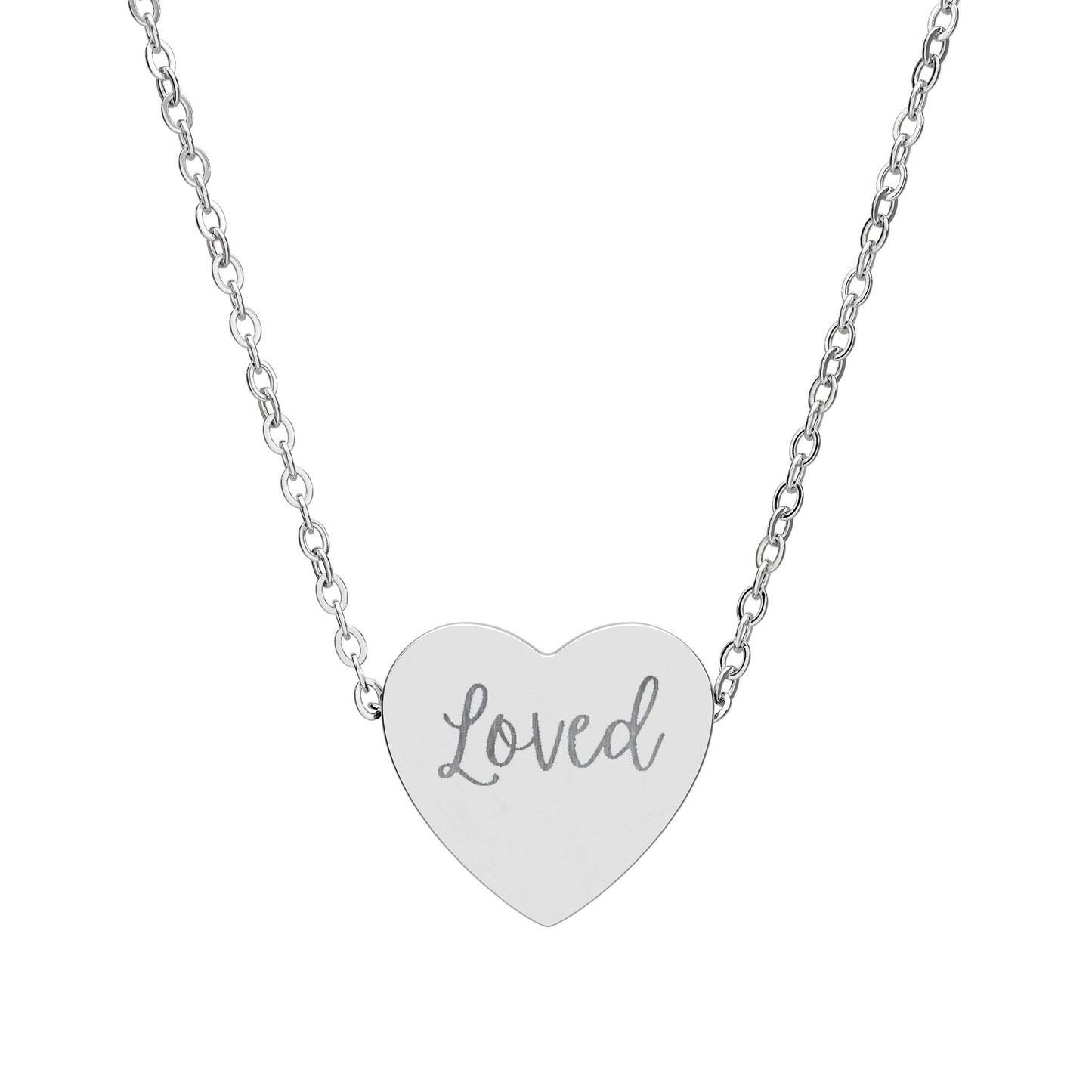 Engraved 'Loved' Heart Necklace Pendant