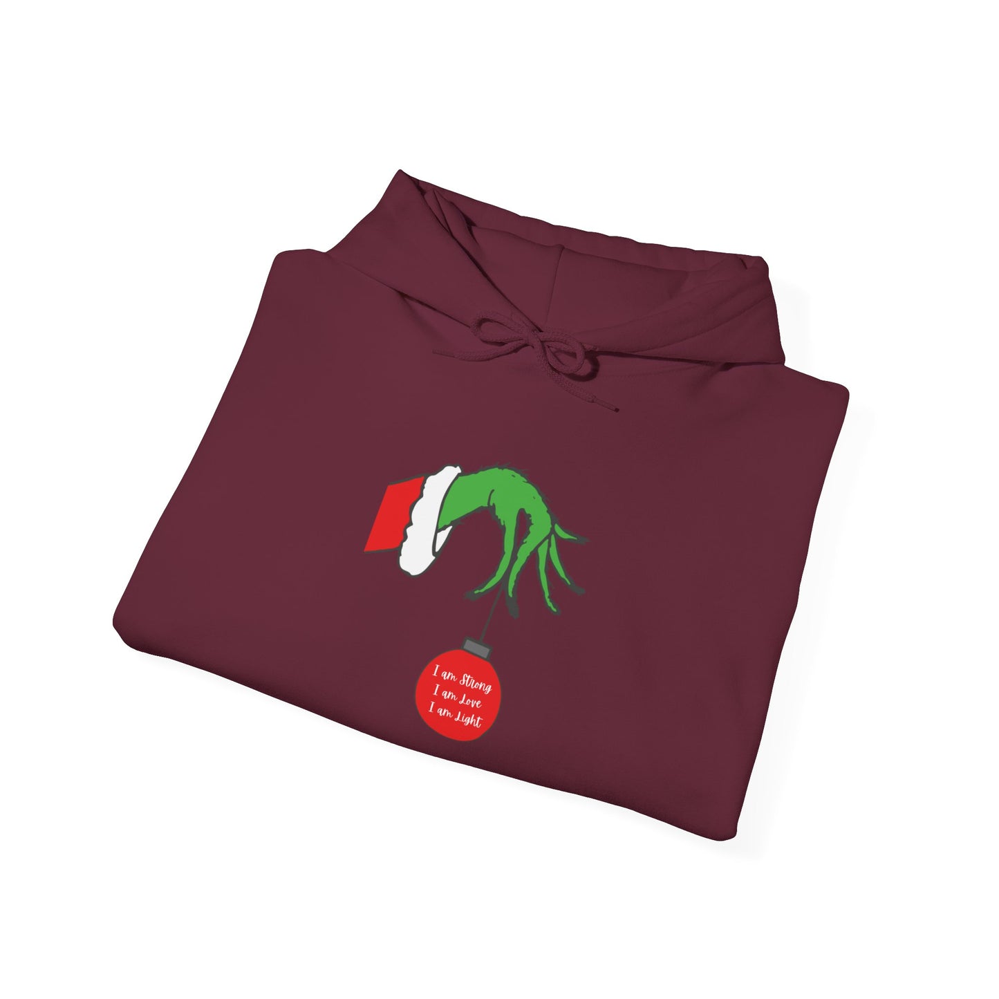 Grinch Hand Holding Ornament Hoodie