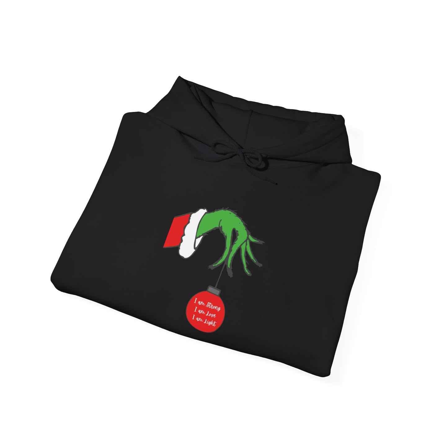Grinch Hand Holding Ornament Hoodie