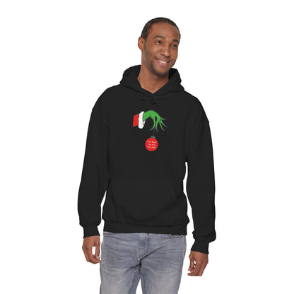 Grinch Hand Holding Ornament Hoodie