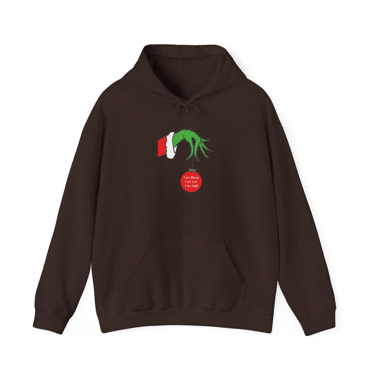 Grinch Hand Holding Ornament Hoodie