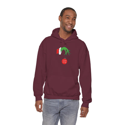 Grinch Hand Holding Ornament Hoodie