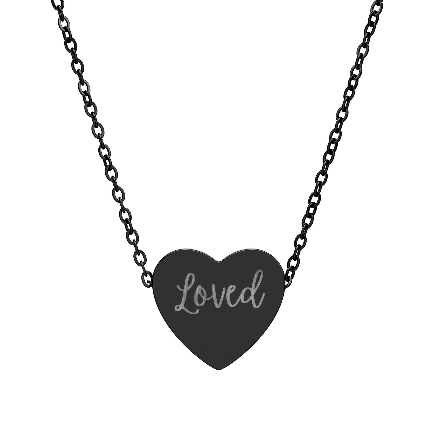 Engraved 'Loved' Heart Necklace Pendant