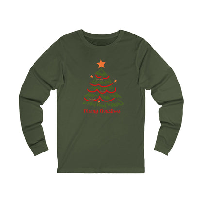 Merry Christmas Sketch Tree Long Sleeve Tee