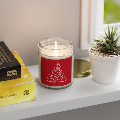 Christmas Tree Scented Jar Coconut Apricot Candle (4oz/9oz) Red