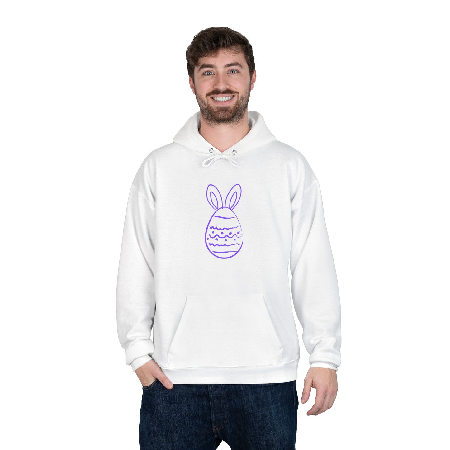 Purple Easter Bunny Egg Hoodie - Minimal Pastel Holiday Pullover