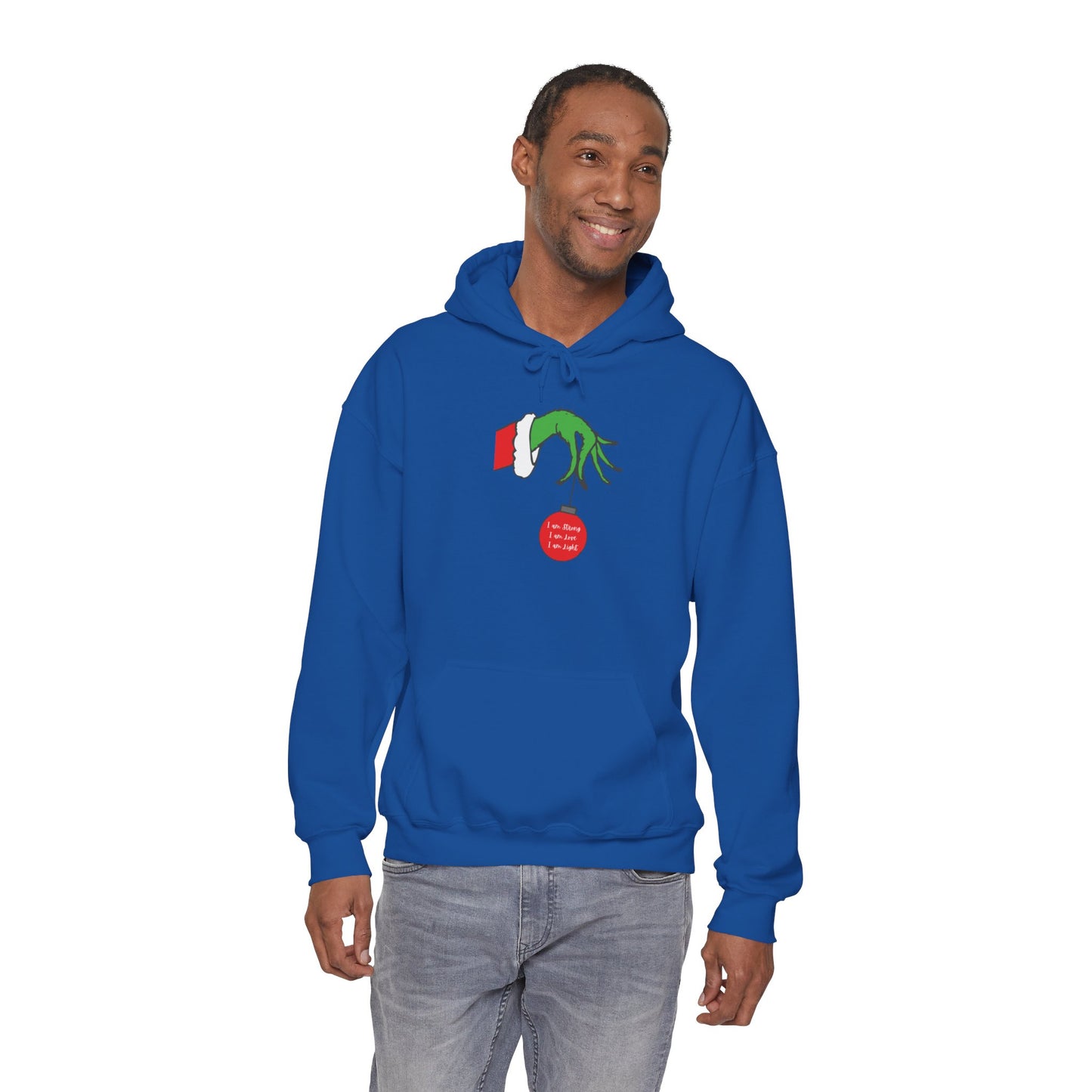 Grinch Hand Holding Ornament Hoodie