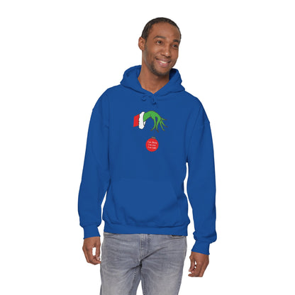 Grinch Hand Holding Ornament Hoodie