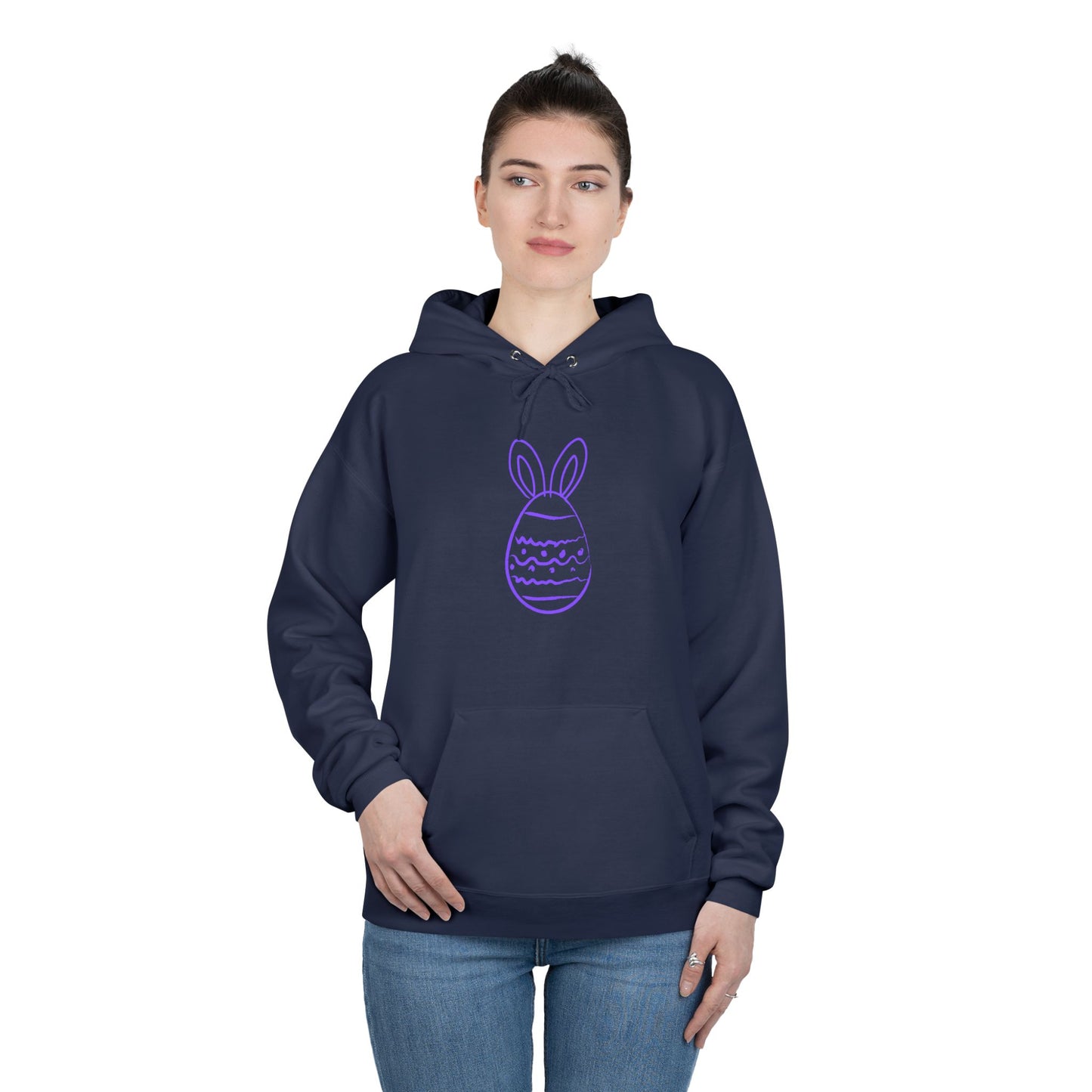 Purple Easter Bunny Egg Hoodie - Minimal Pastel Holiday Pullover