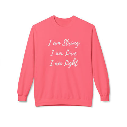 Inspirational Crewneck Sweatshirt - "I am Strong, I am Love, I am Light"