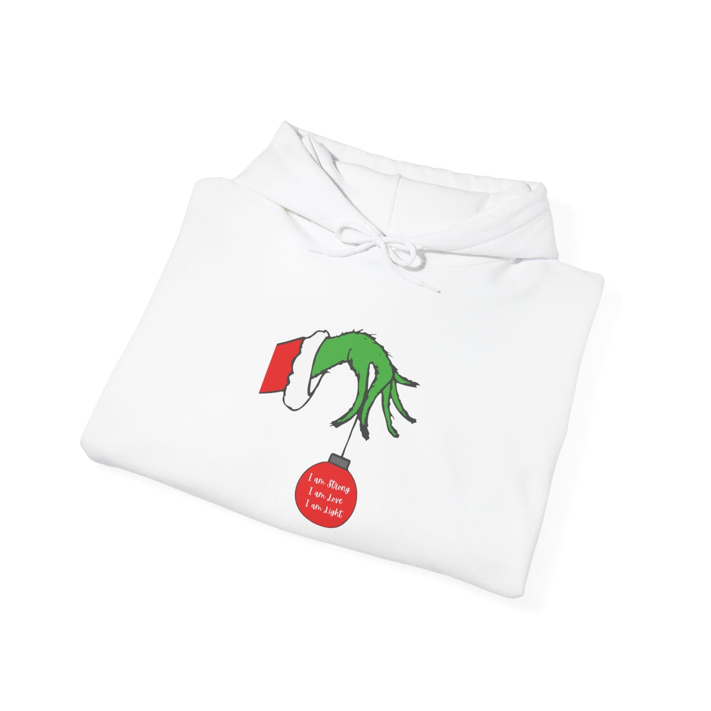 Grinch Hand Holding Ornament Hoodie