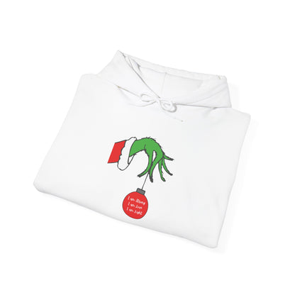 Grinch Hand Holding Ornament Hoodie