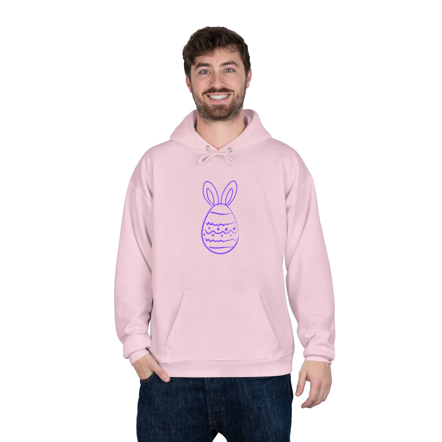 Purple Easter Bunny Egg Hoodie - Minimal Pastel Holiday Pullover