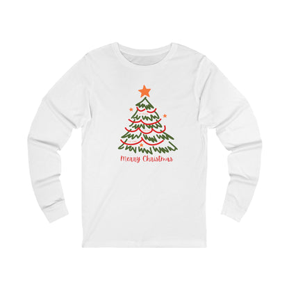 Merry Christmas Sketch Tree Long Sleeve Tee