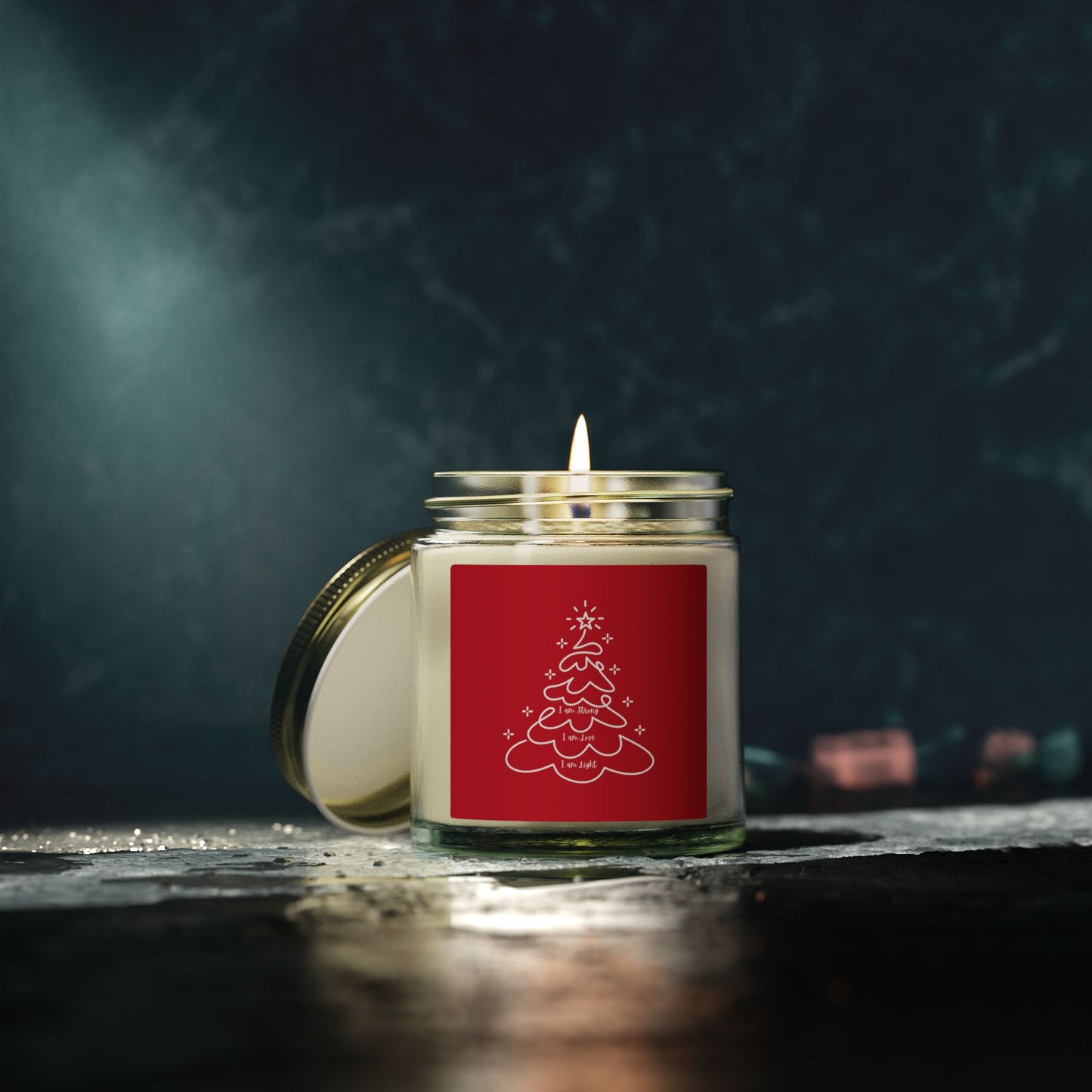 Christmas Tree Scented Jar Coconut Apricot Candle (4oz/9oz) Red