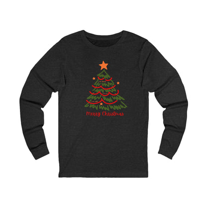 Merry Christmas Sketch Tree Long Sleeve Tee