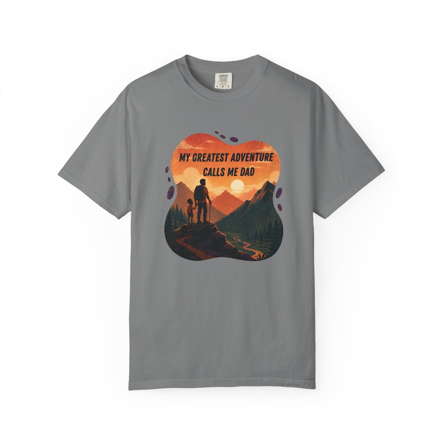 My Greatest Adventure Calls Me Dad T-Shirt | Dad and Child Hiking Sunset Design