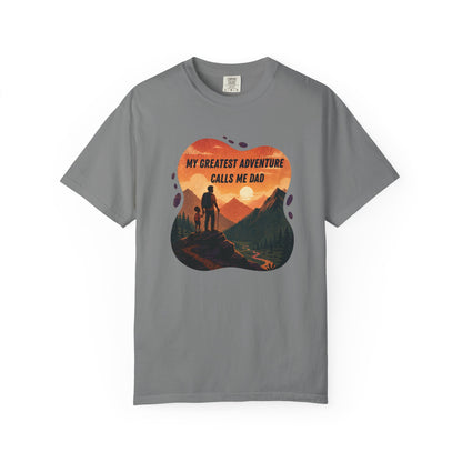 My Greatest Adventure Calls Me Dad T-Shirt | Dad and Child Hiking Sunset Design
