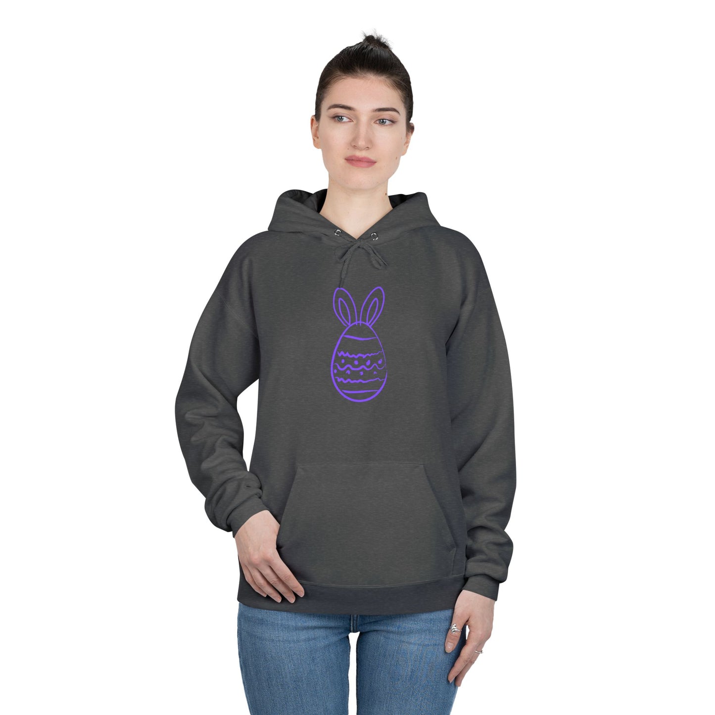 Purple Easter Bunny Egg Hoodie - Minimal Pastel Holiday Pullover