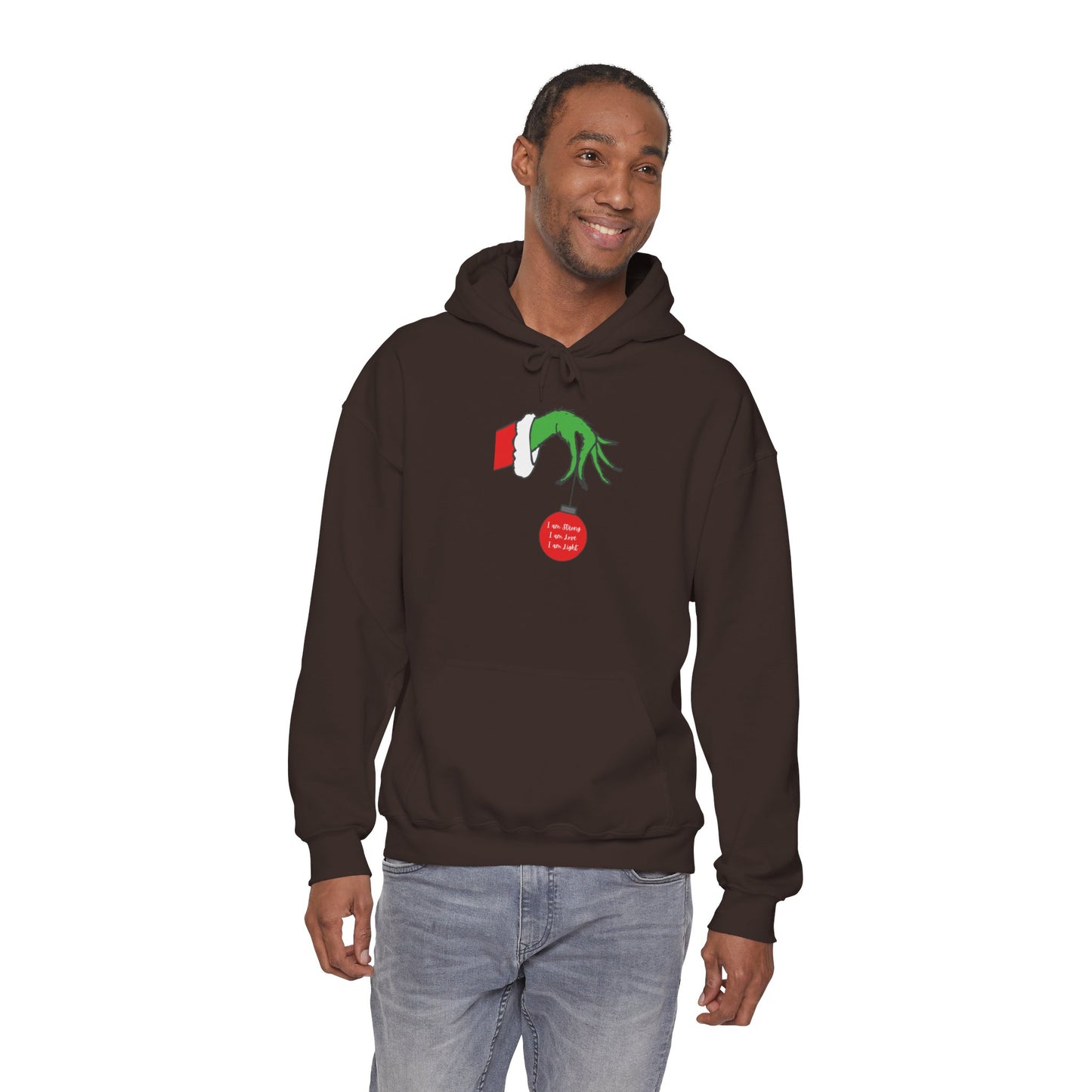 Grinch Hand Holding Ornament Hoodie