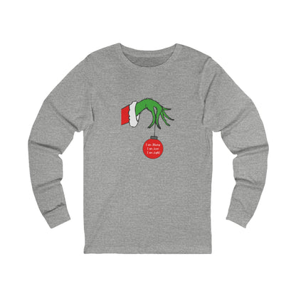 Grinch Hand Holding Ornament Long Sleeve Tee