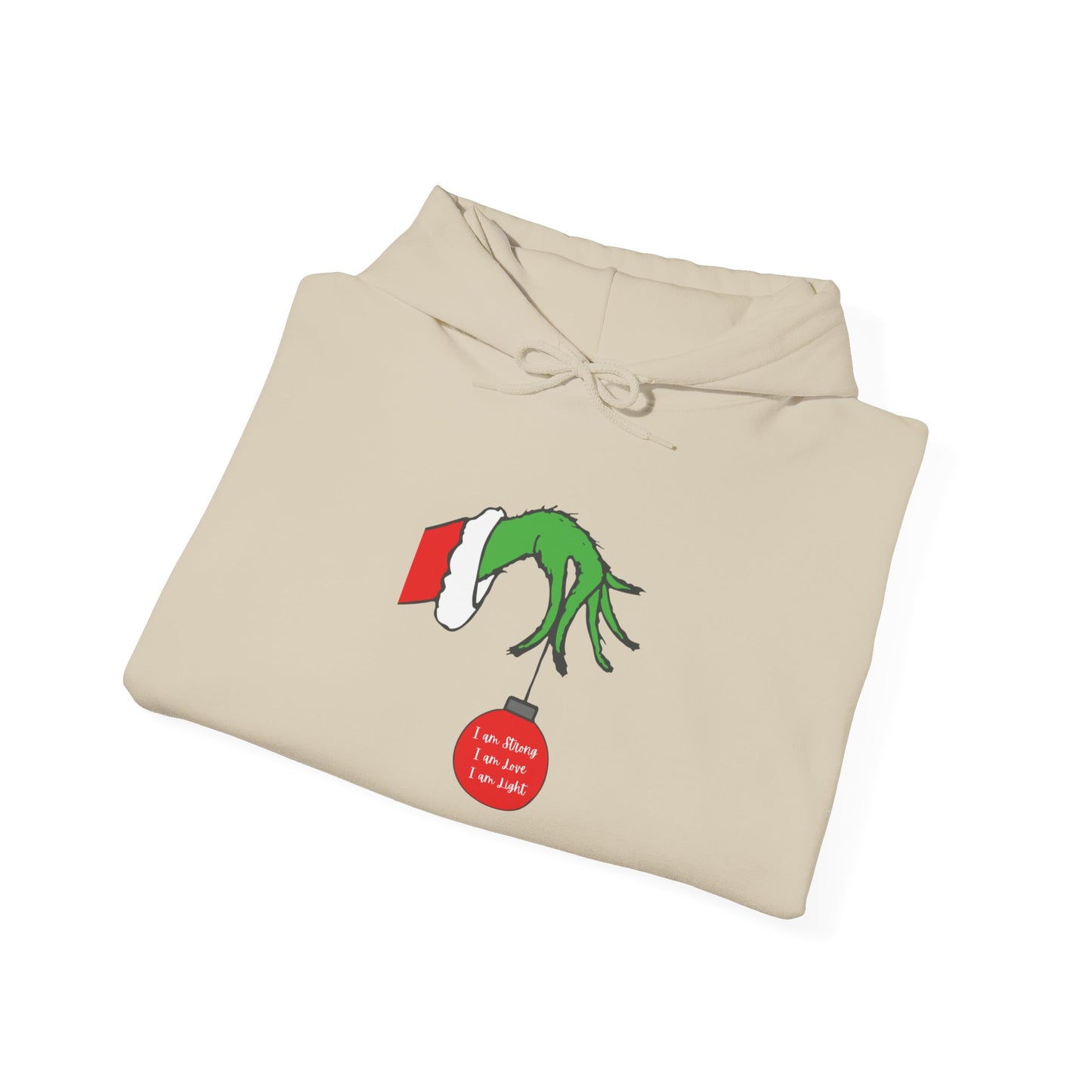 Grinch Hand Holding Ornament Hoodie