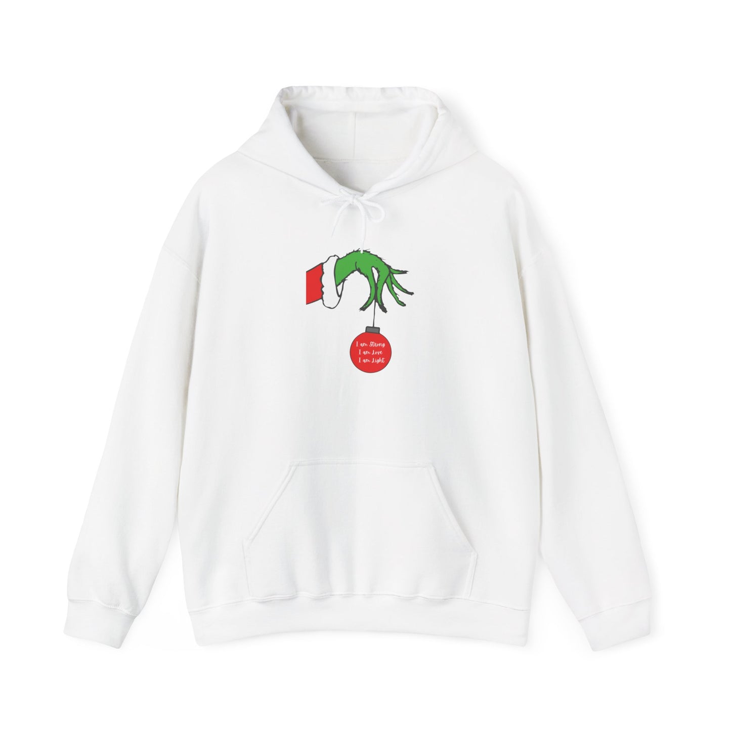 Grinch Hand Holding Ornament Hoodie