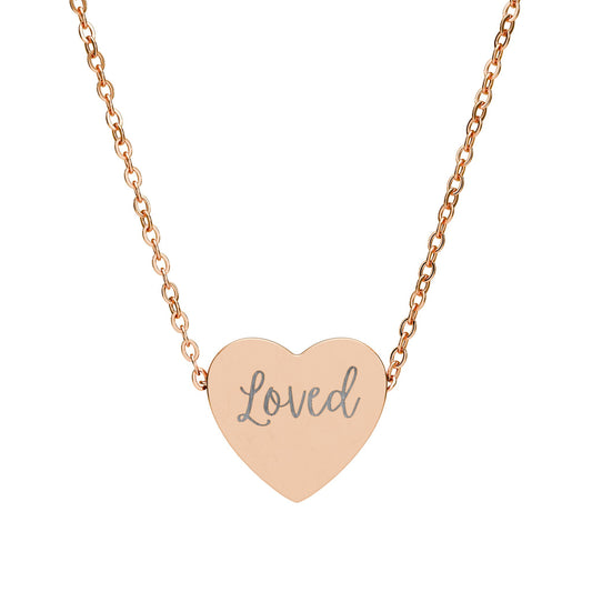 Engraved 'Loved' Heart Necklace Pendant