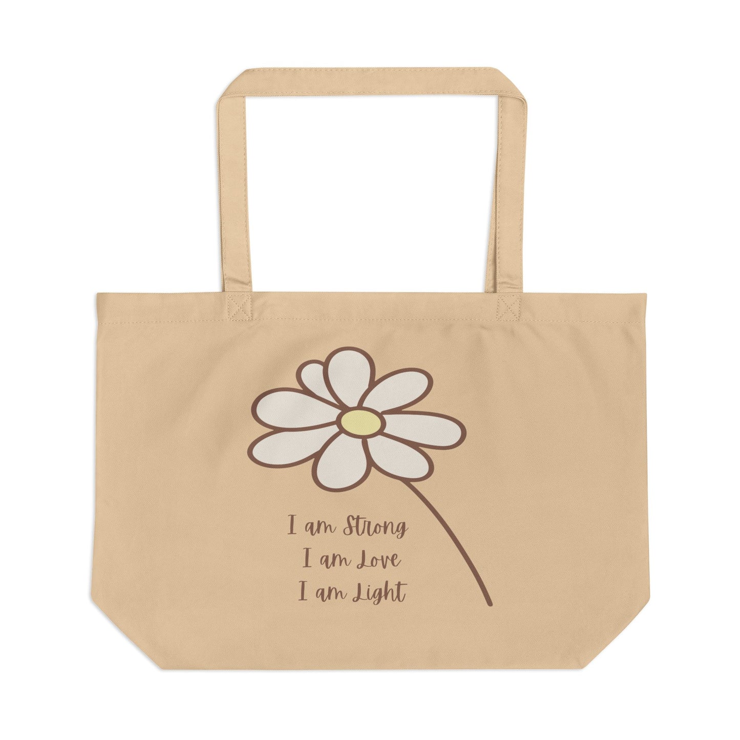 Daisy Floral Eco Tote — “I am Strong, I am Love, I am Light” Reusable Beach & Market Bag