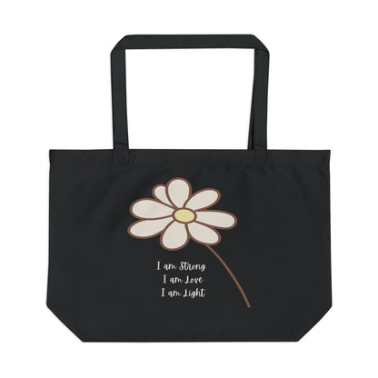 Daisy Floral Eco Tote — “I am Strong, I am Love, I am Light” Reusable Beach & Market Bag