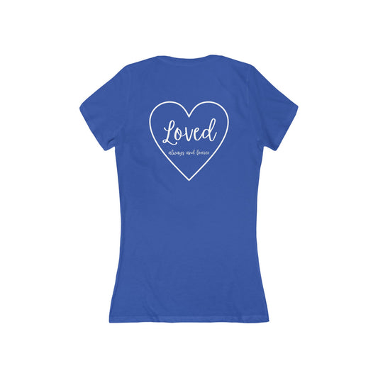 Loved Heart Deep V-Neck Tee for Women