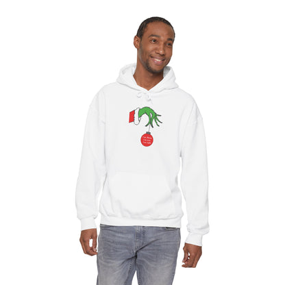 Grinch Hand Holding Ornament Hoodie