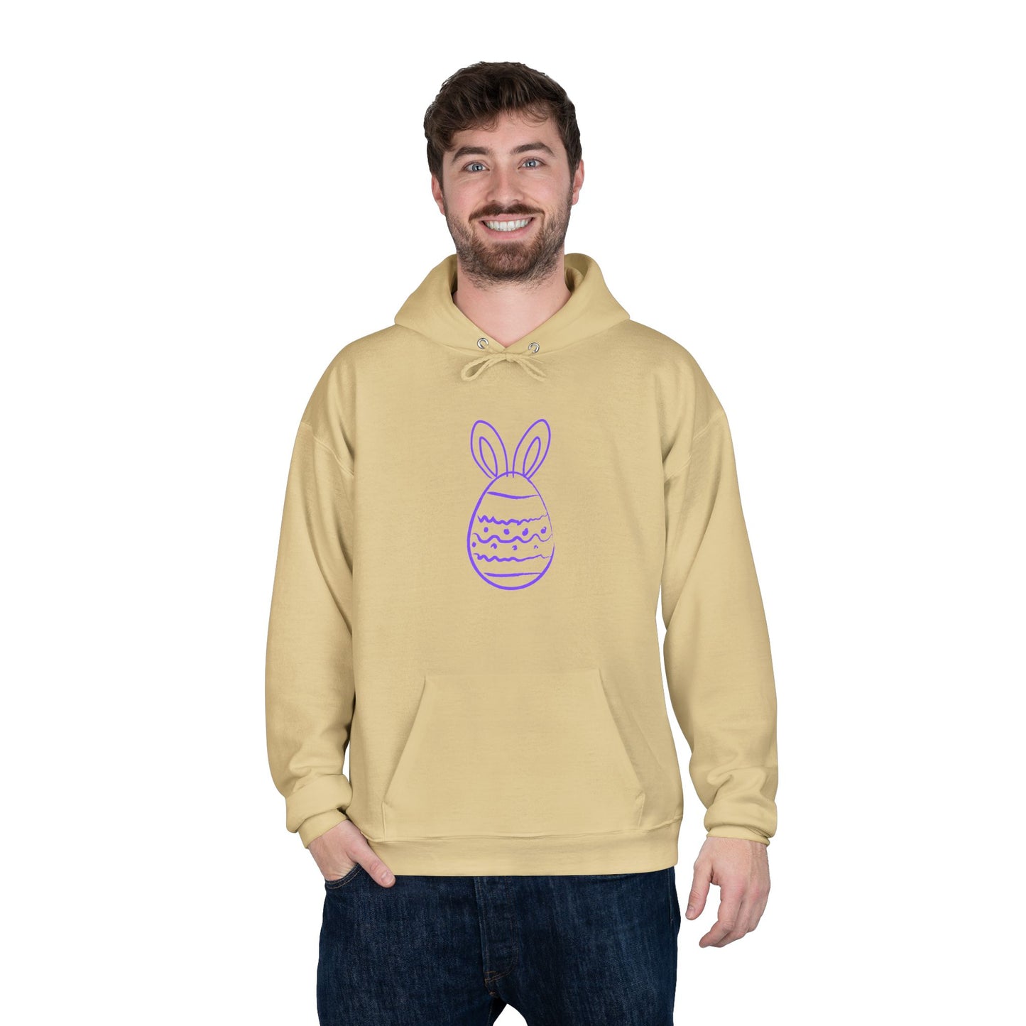 Purple Easter Bunny Egg Hoodie - Minimal Pastel Holiday Pullover