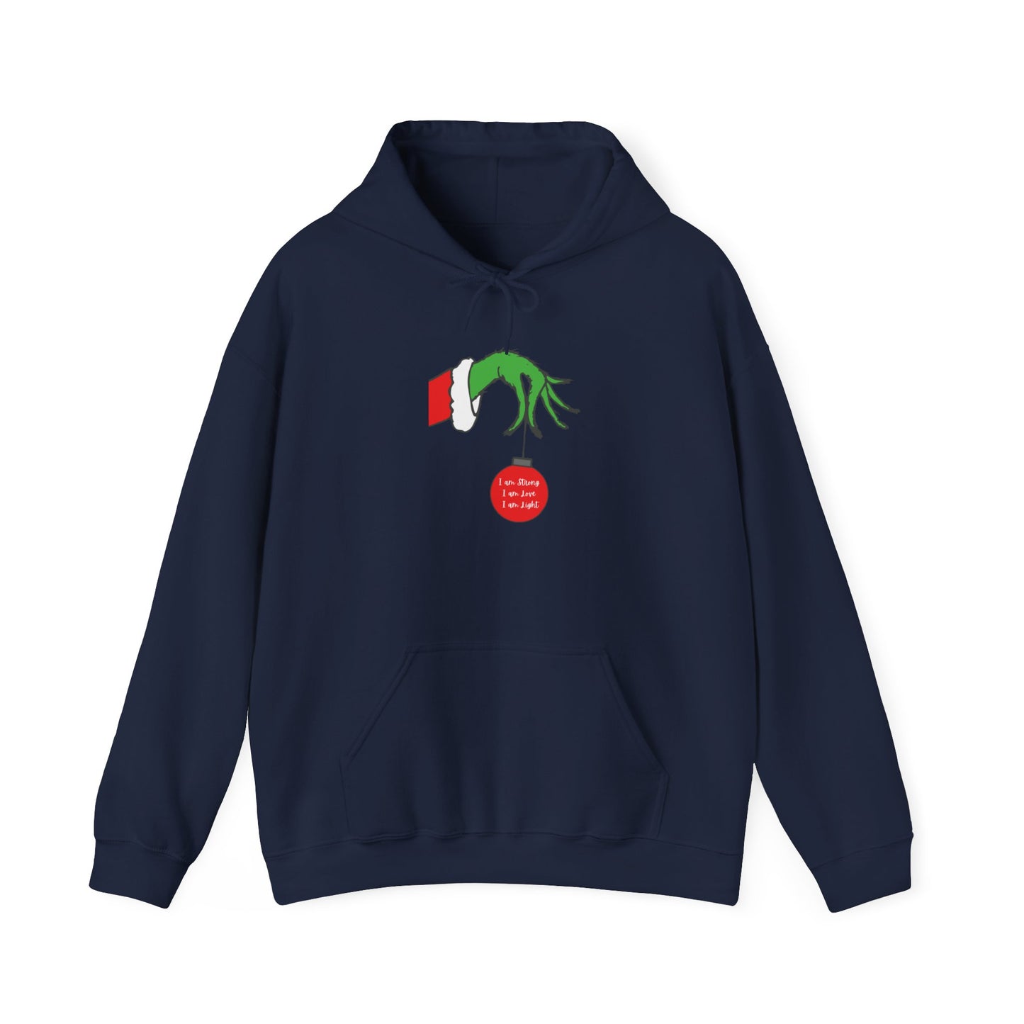 Grinch Hand Holding Ornament Hoodie