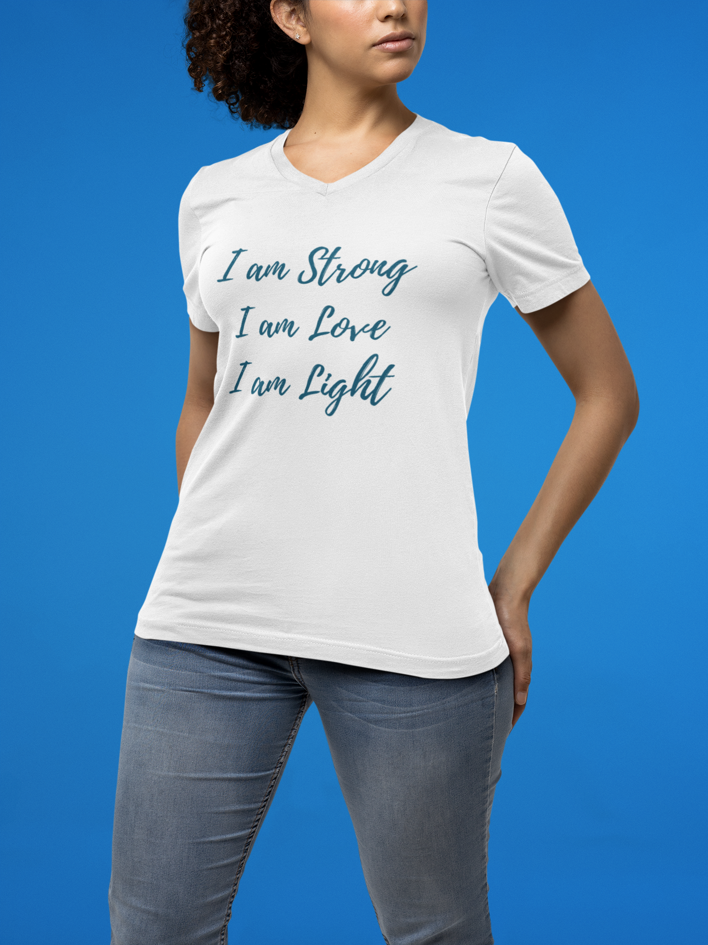 I am Light Jersey Short Sleeve V-Neck Tee
