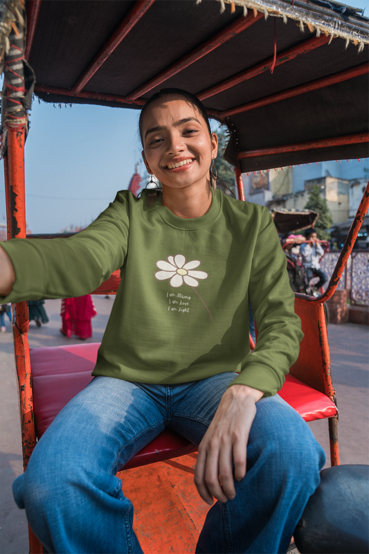 Daisy Line Art Sweatshirt — Minimal Floral Crewneck