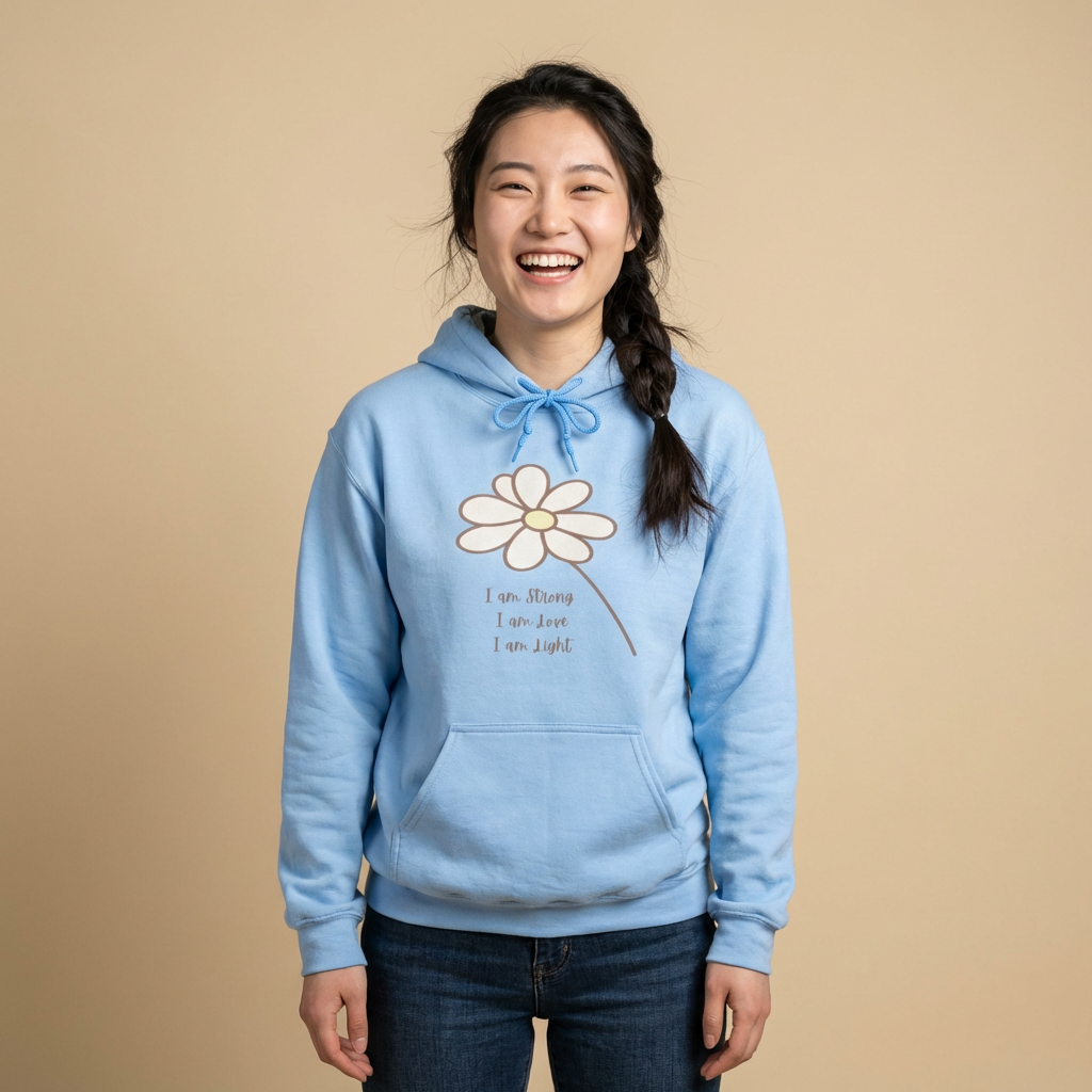 Daisy Minimalist Hoodie — Simple Hand-Drawn Flower Pullover