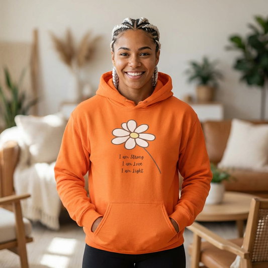 Daisy Minimalist Hoodie — Simple Hand-Drawn Flower Pullover