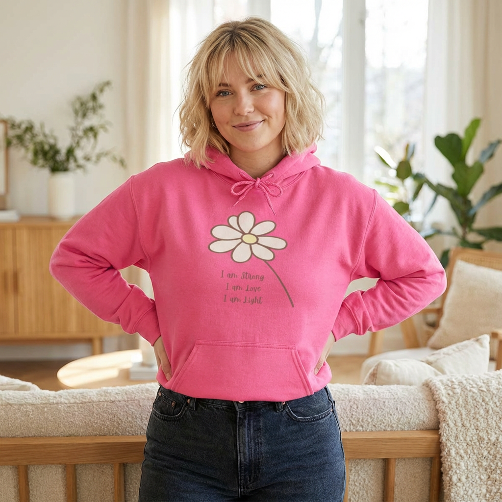 Daisy Minimalist Hoodie — Simple Hand-Drawn Flower Pullover