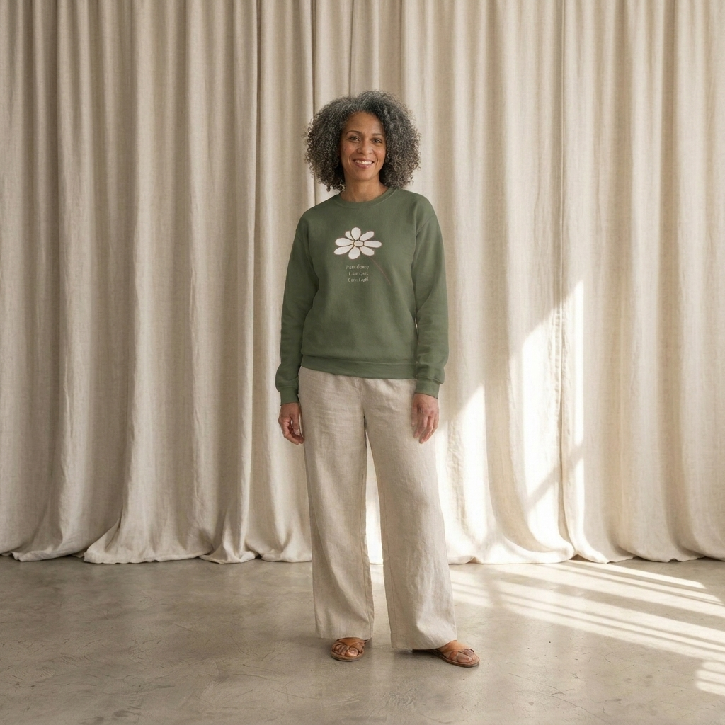 Daisy Line Art Sweatshirt — Minimal Floral Crewneck