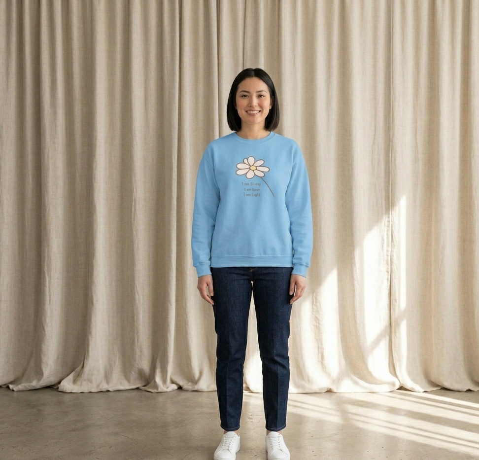 Daisy Line Art Sweatshirt — Minimal Floral Crewneck