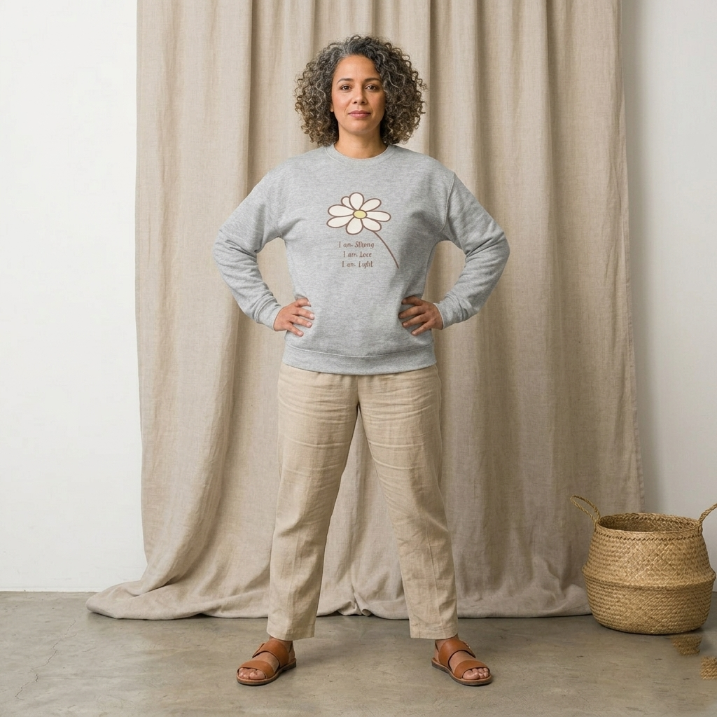 Daisy Line Art Sweatshirt — Minimal Floral Crewneck