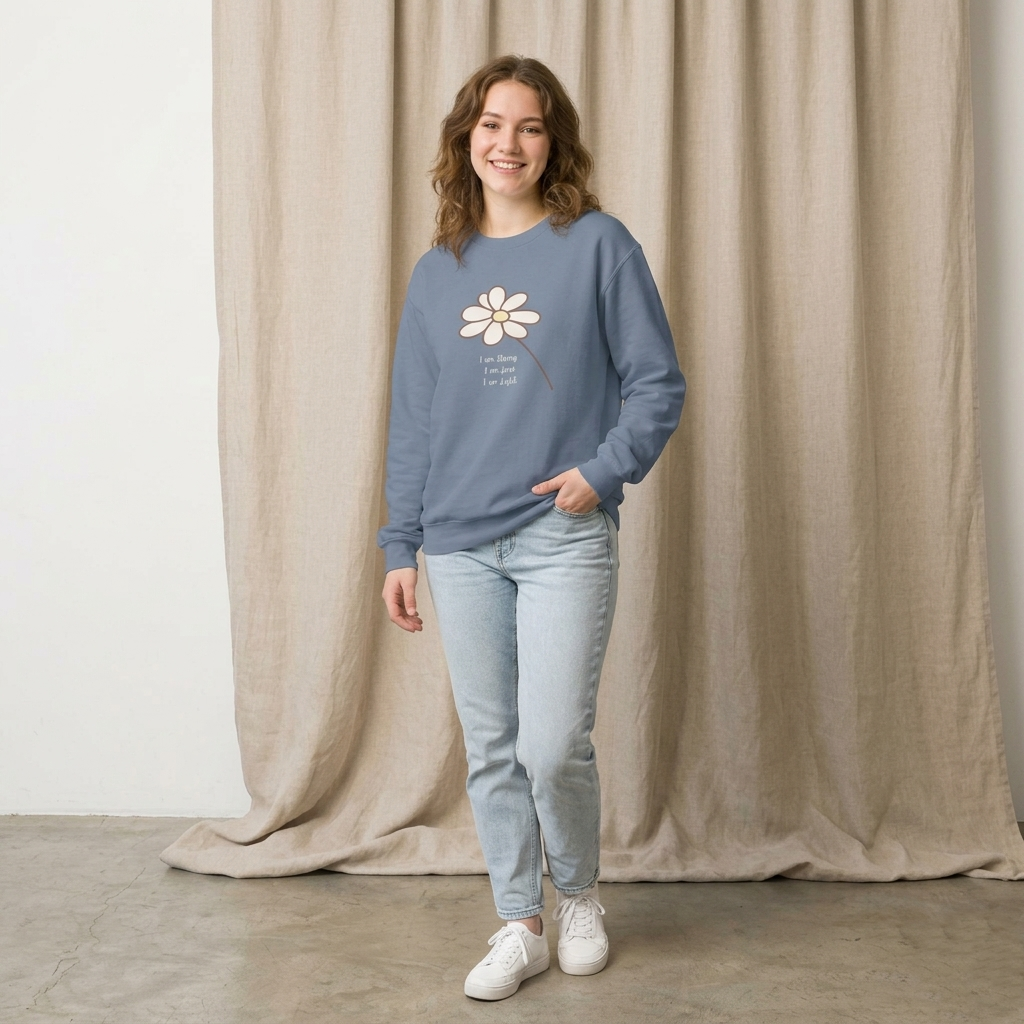 Daisy Line Art Sweatshirt — Minimal Floral Crewneck