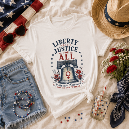 Liberty and Justice for All Tee | Bell and Ribbon Patriotic Shirt