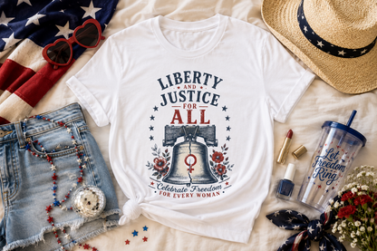 Liberty and Justice for All Tee | Bell and Ribbon Patriotic Shirt