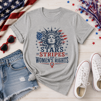 Stars Stripes and Women's Rights T-Shirt | Statue of Liberty Feminist Tee