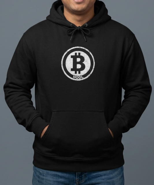 Distressed Bitcoin HODL Unisex EcoSmart® Pullover Hoodie Sweatshirt